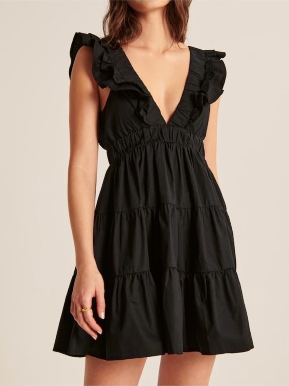 Abercrombie & Fitch Black Ruffle Tiered Mini Dress L
